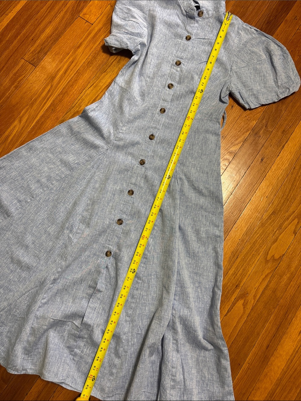 π Zara Light Blue Button-Front Midi Shirt Dress - Picture 12 of 16